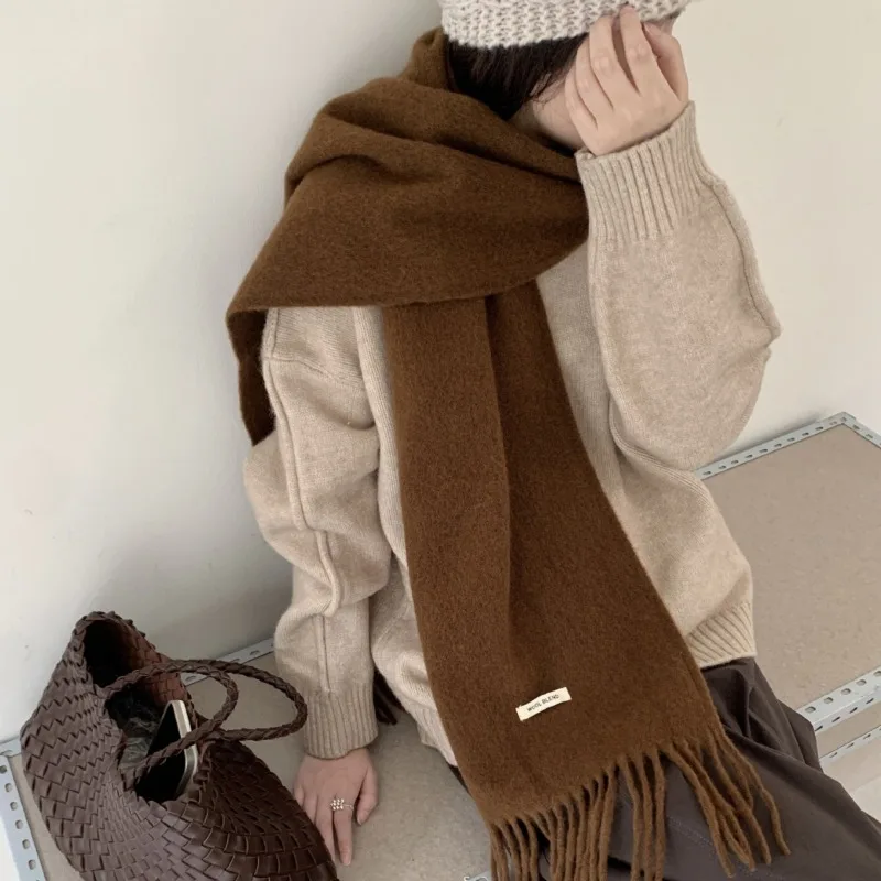 Muffler Men Wool - Syal Rumbai Polos Bergaya Korea untuk