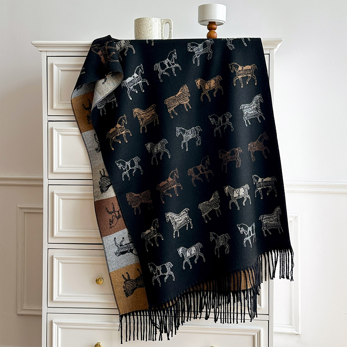 Syal Musim Dingin untuk Wanita - Woven Scarf Blanket ulasan dan harga