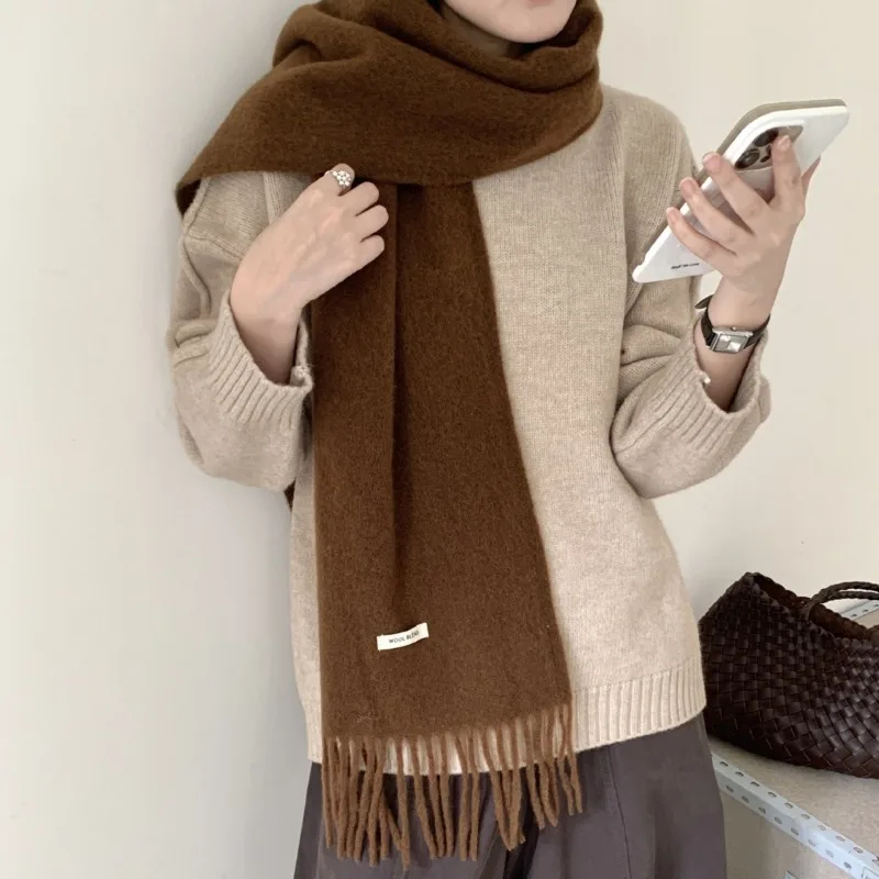 Syal Rumbai Polos Bergaya Kore - Muffler Men Wool ulasan dan harga